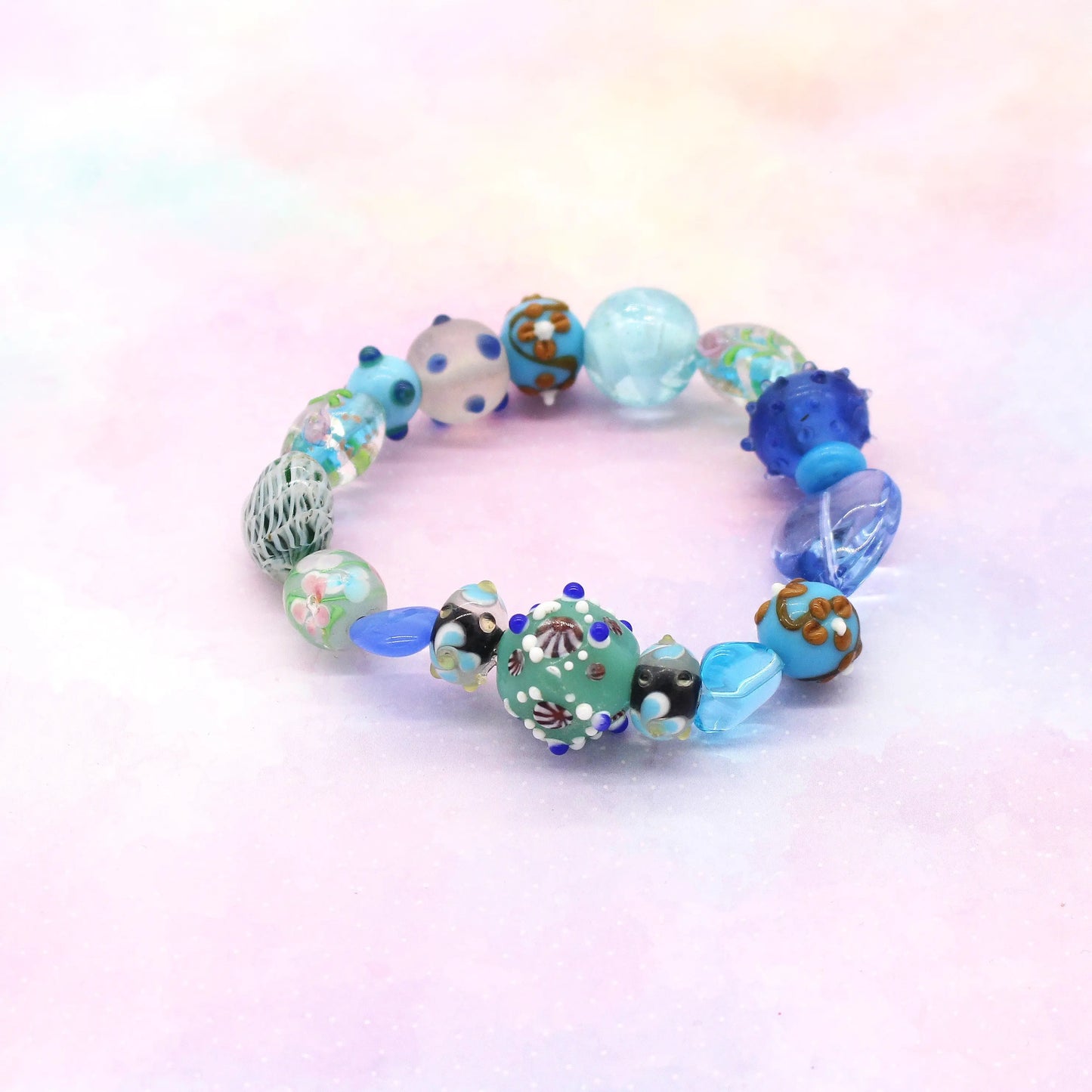 Armband Glasperlen Blau