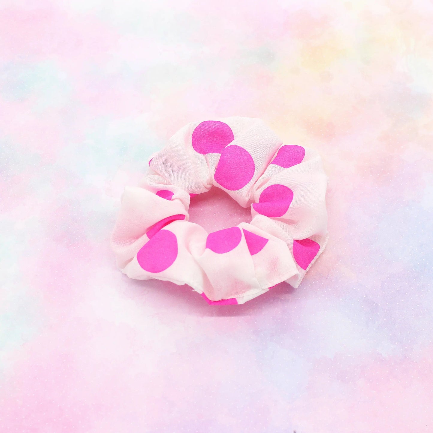 Scrunchie Baumwolle weiß Pinke Punkte