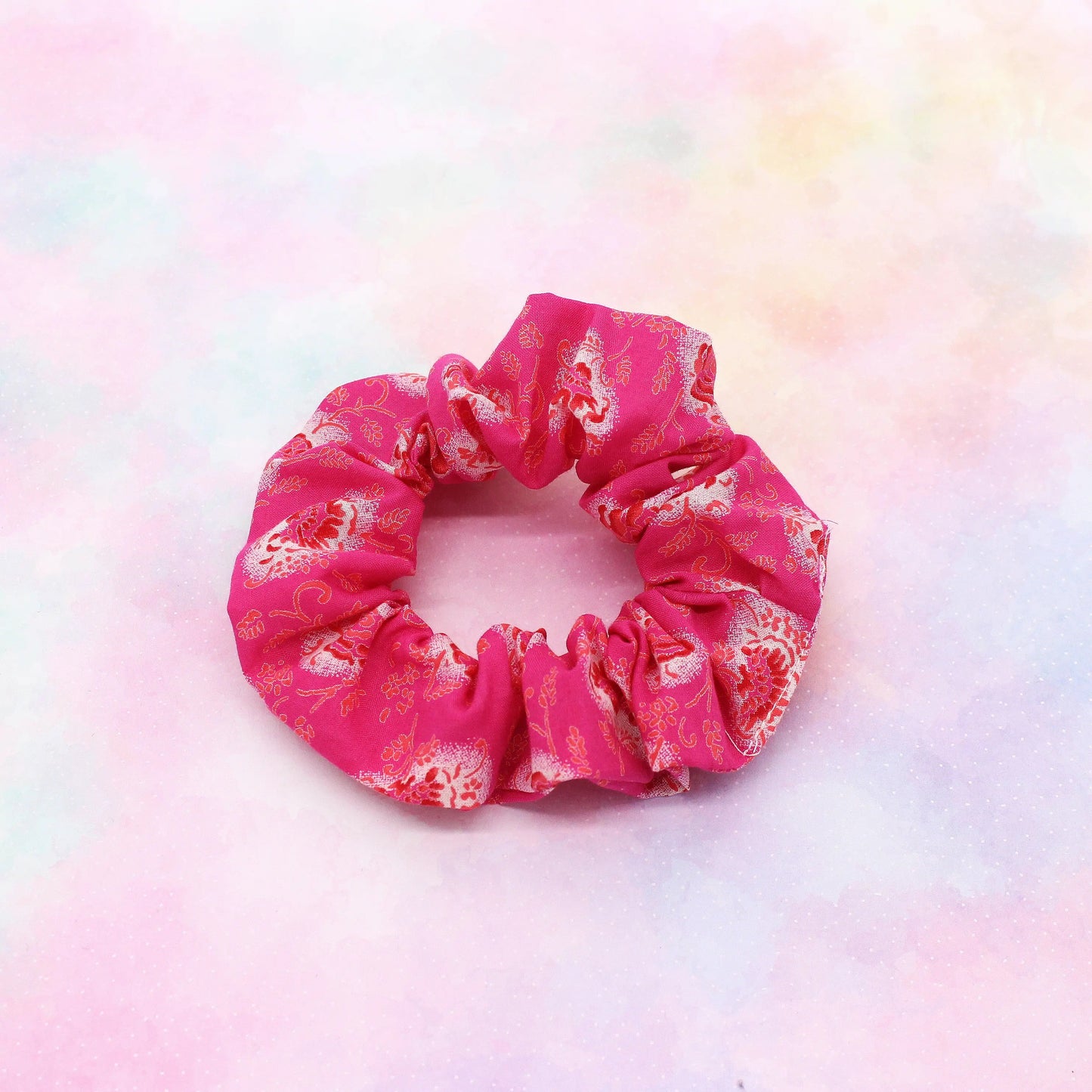 Scrunchie aus Stoff pink Blumenmuster