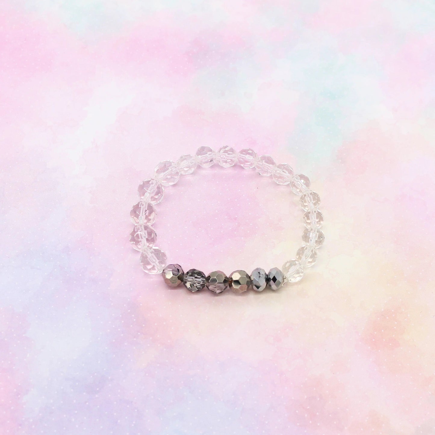 Armband Glasperlen Klar Silber