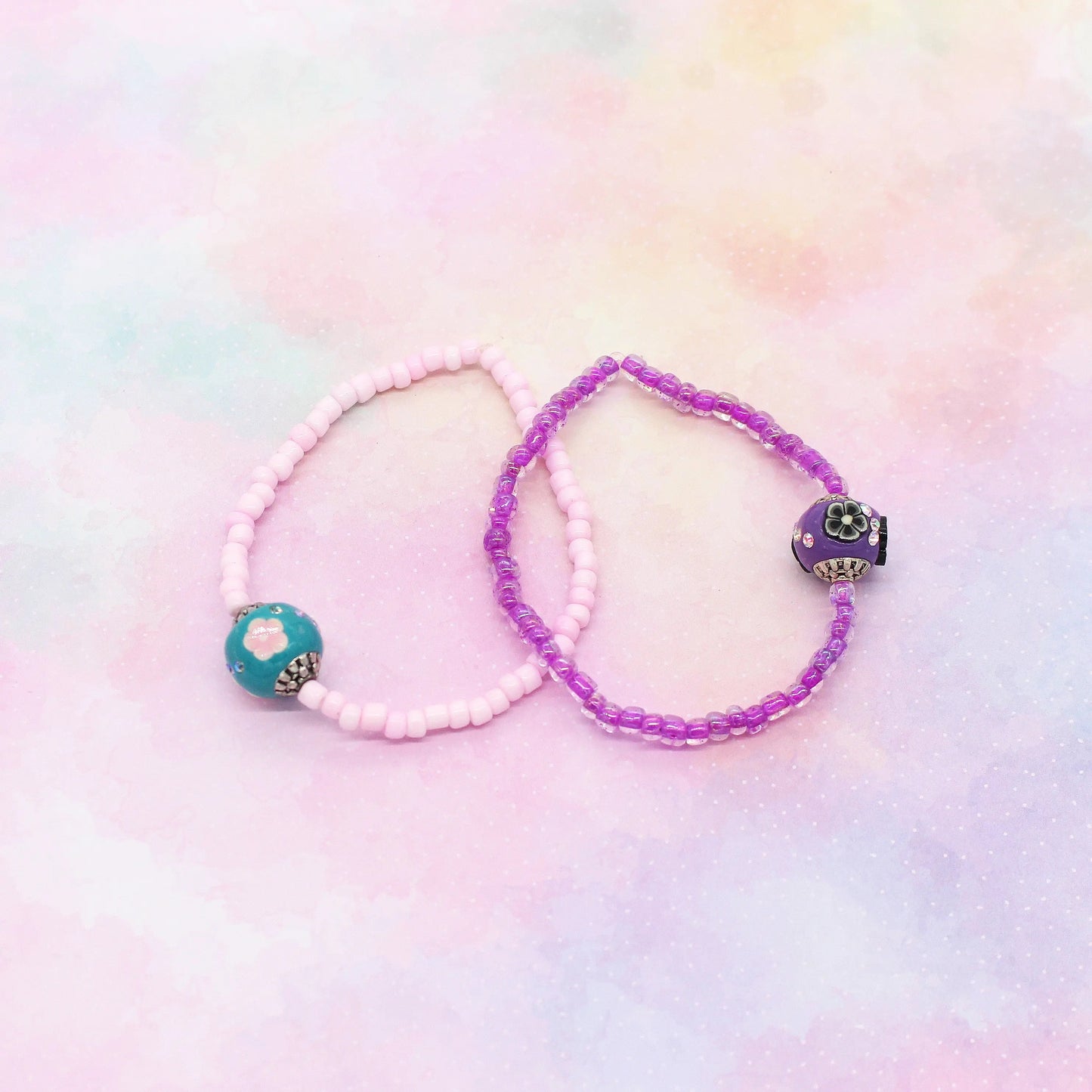 Armband Set „Lila Rosa“ Glasperlen