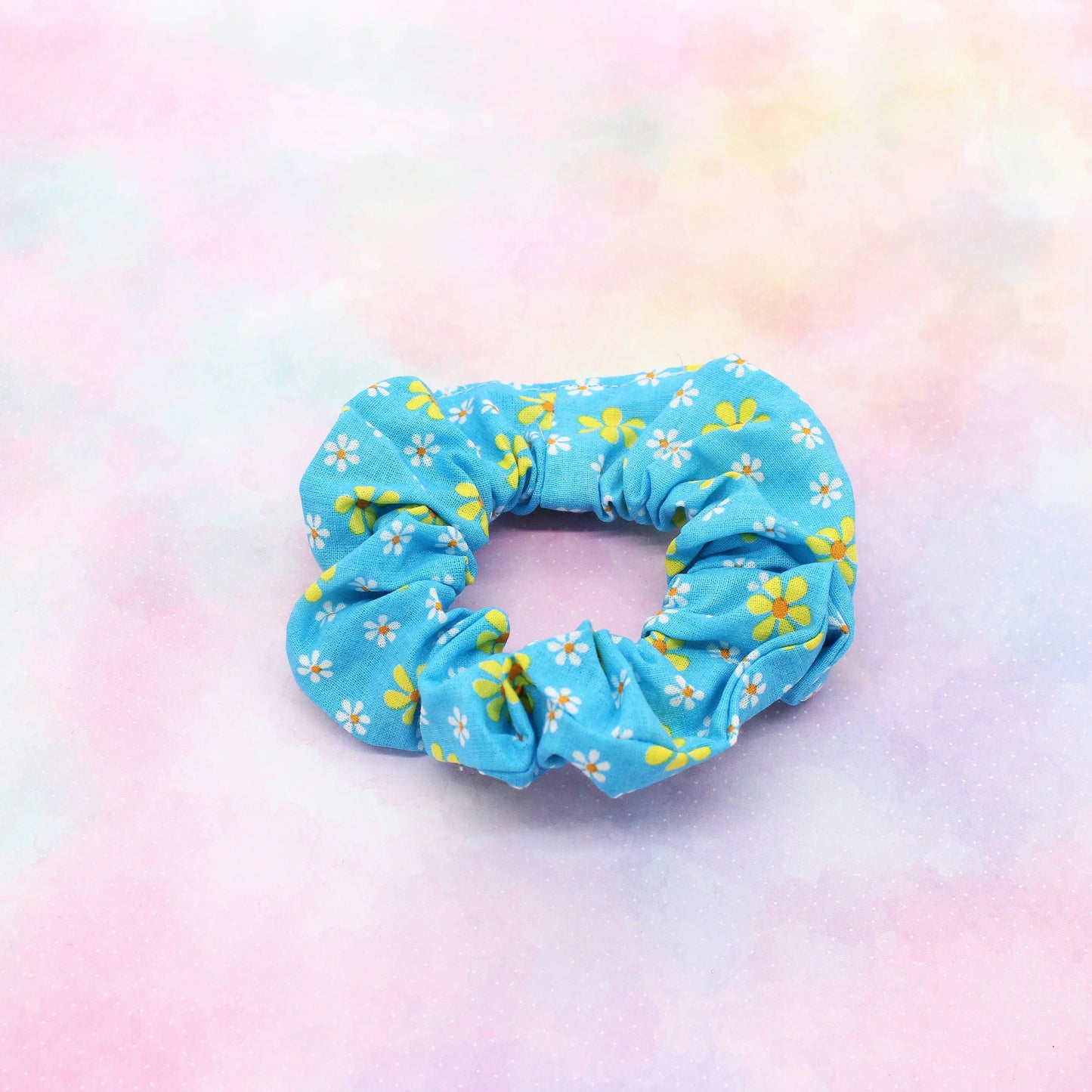 Scrunchie blau geblümt