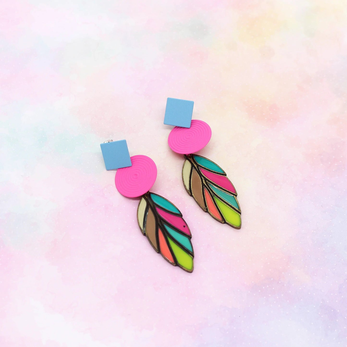 Ohrringe Retro „Colorful Leave“ Metall Blatt