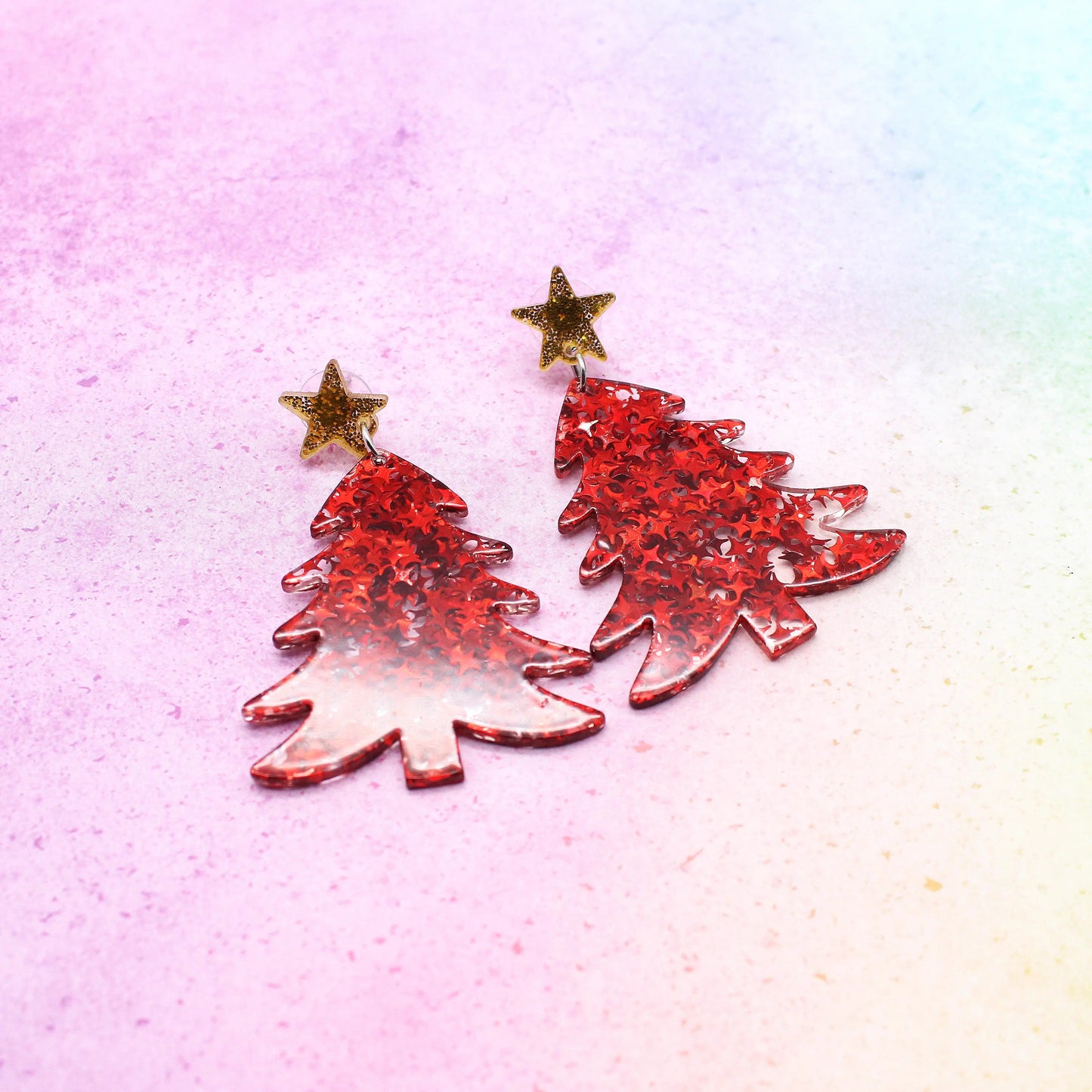 Ohrringe „Roter Glitzerbaum“