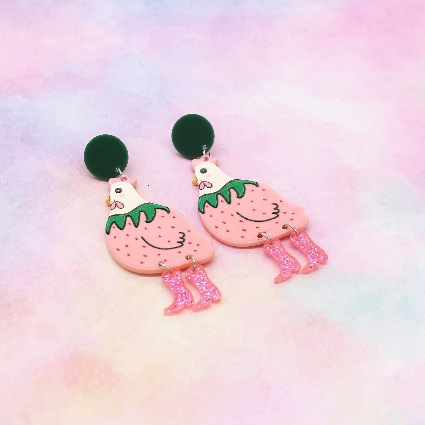 Ohrringe „Pinkes Huhn“