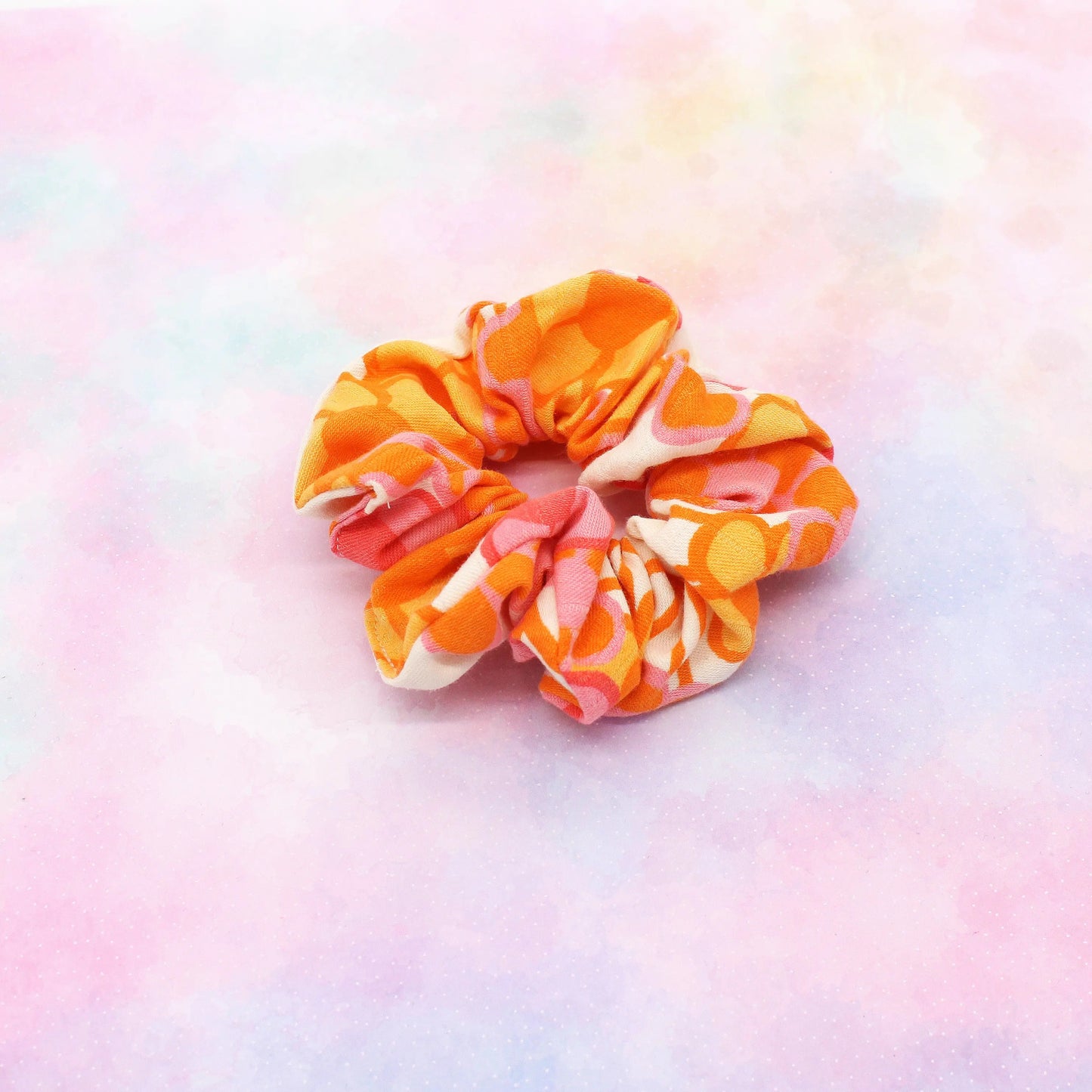 Scrunchie Taschen Set Retro orange mit Blumen