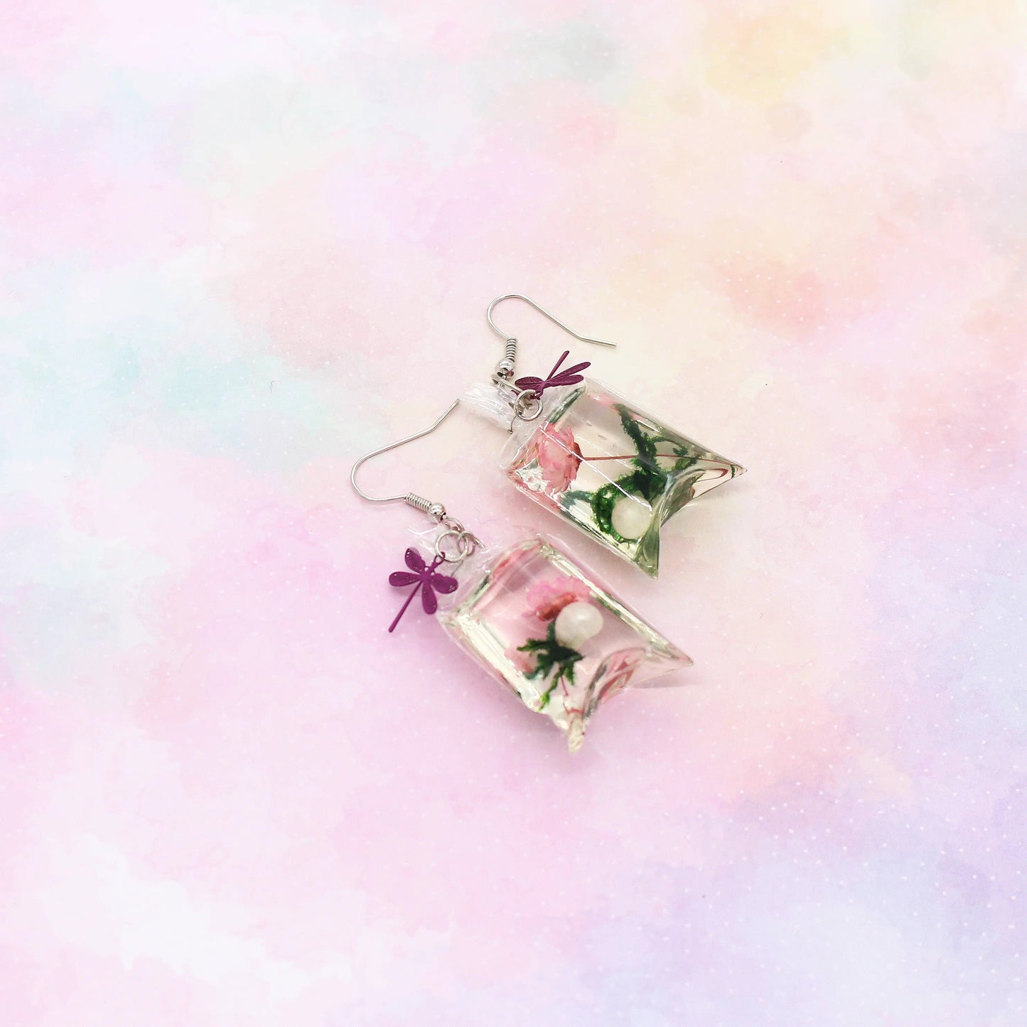 Ohrringe „Tüte mit Blumen“ Resin