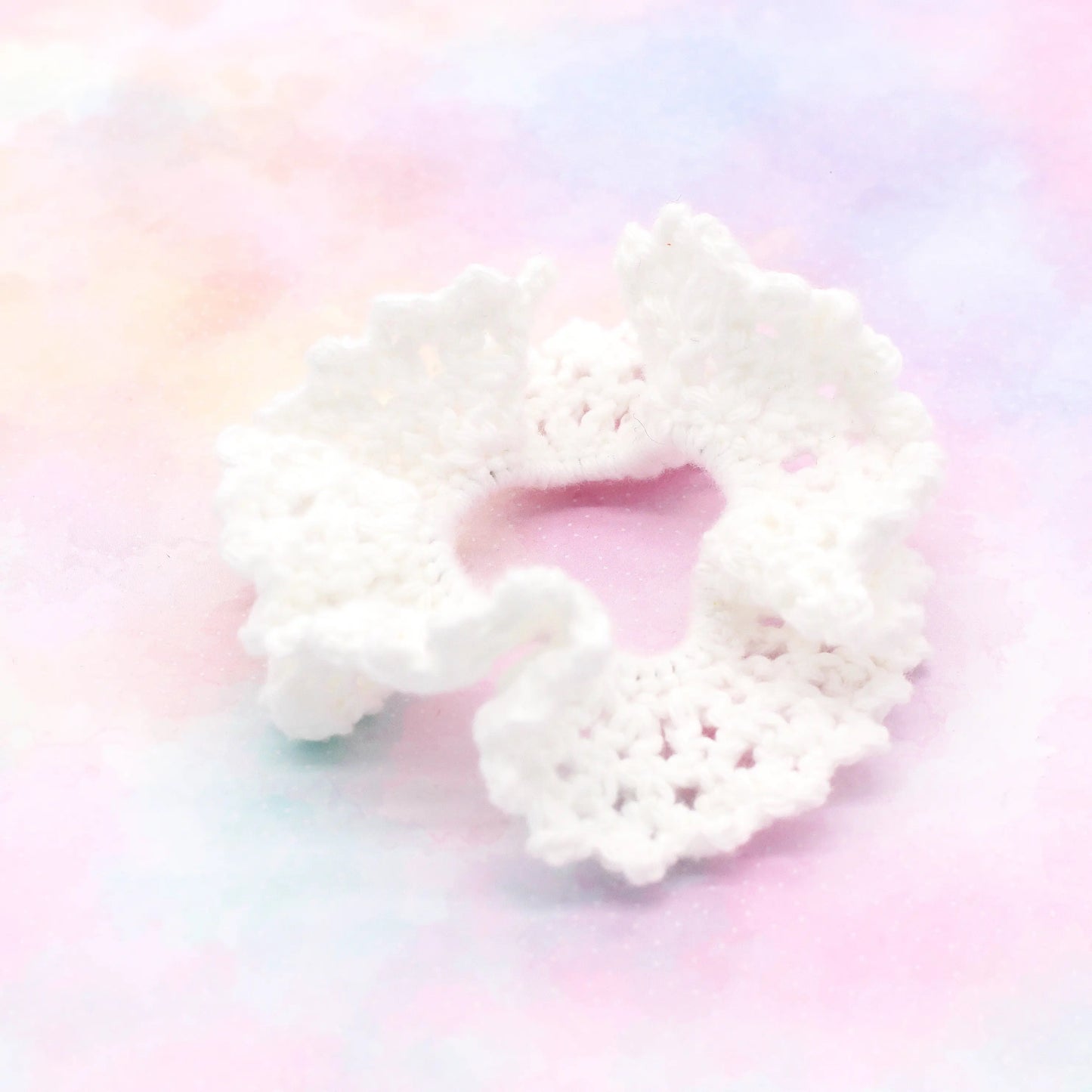 Scrunchie gehäkelt Weiß Rüschen