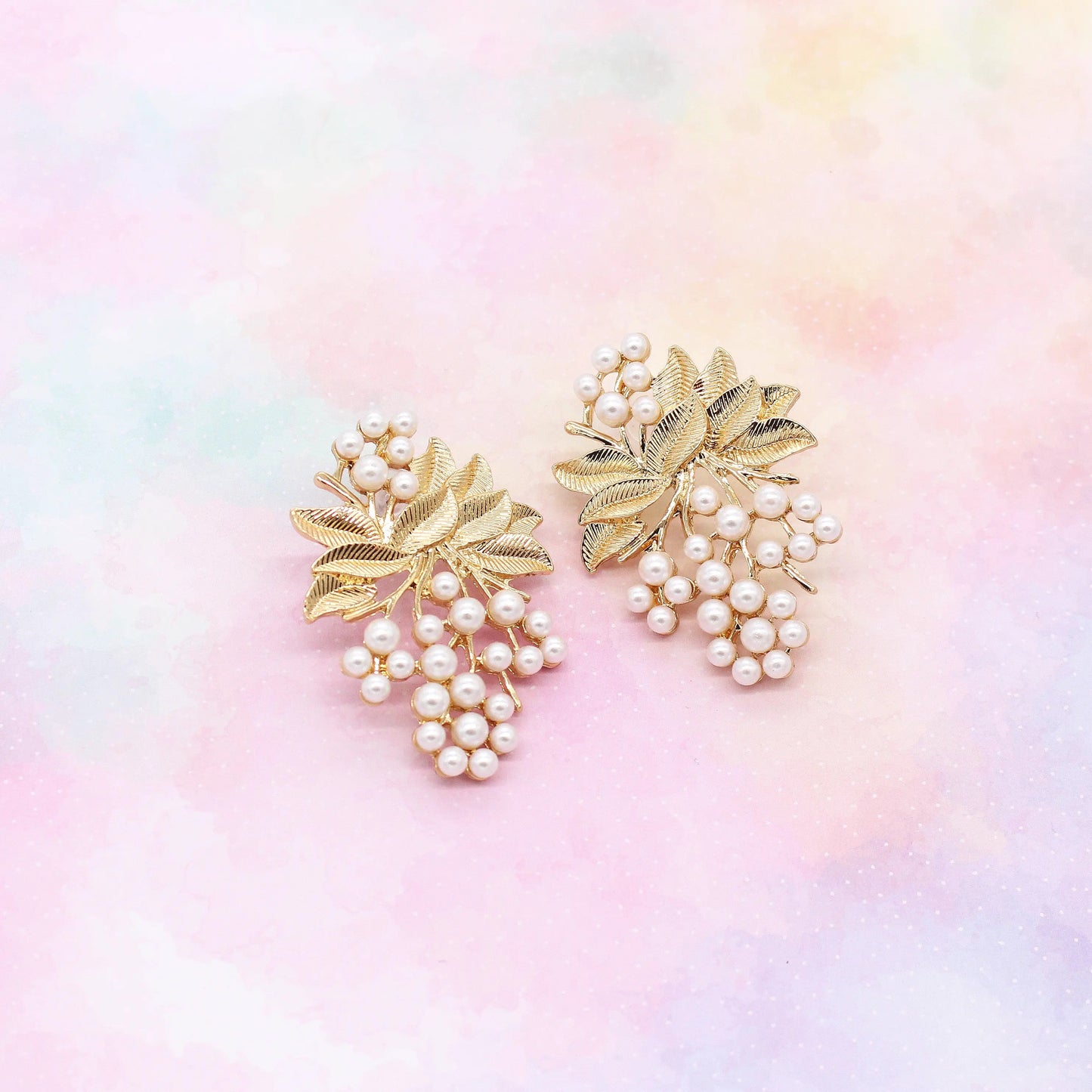 Ohrringe Retro „Flowers“ Gold und Perlen