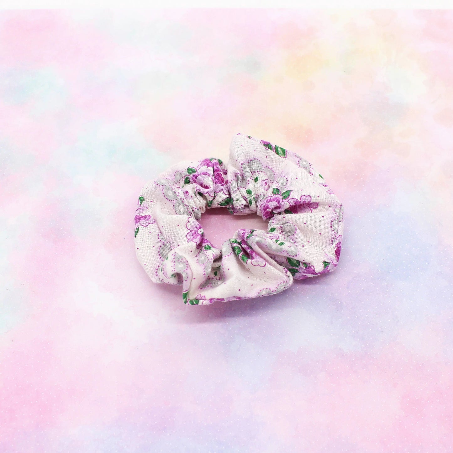 Scrunchie Taschen Set Retro lila Blumen