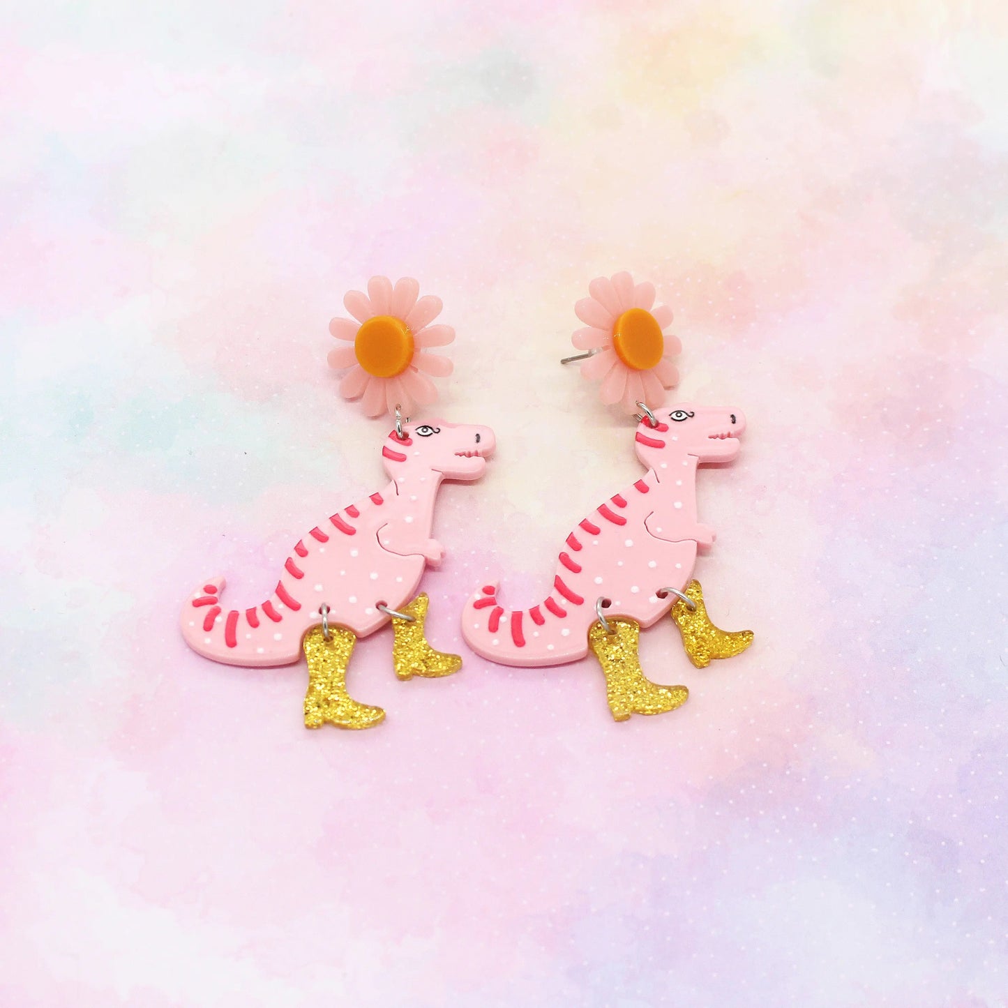 Ohrringe „Pink Dinos“ Acryl
