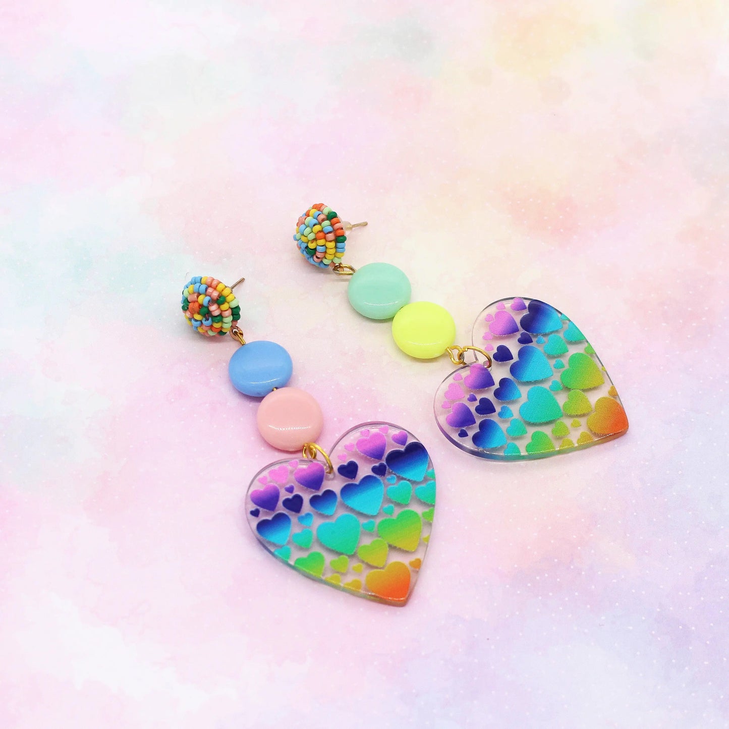 Ohrringe „Rainbow Heart“ Acryl Herzen