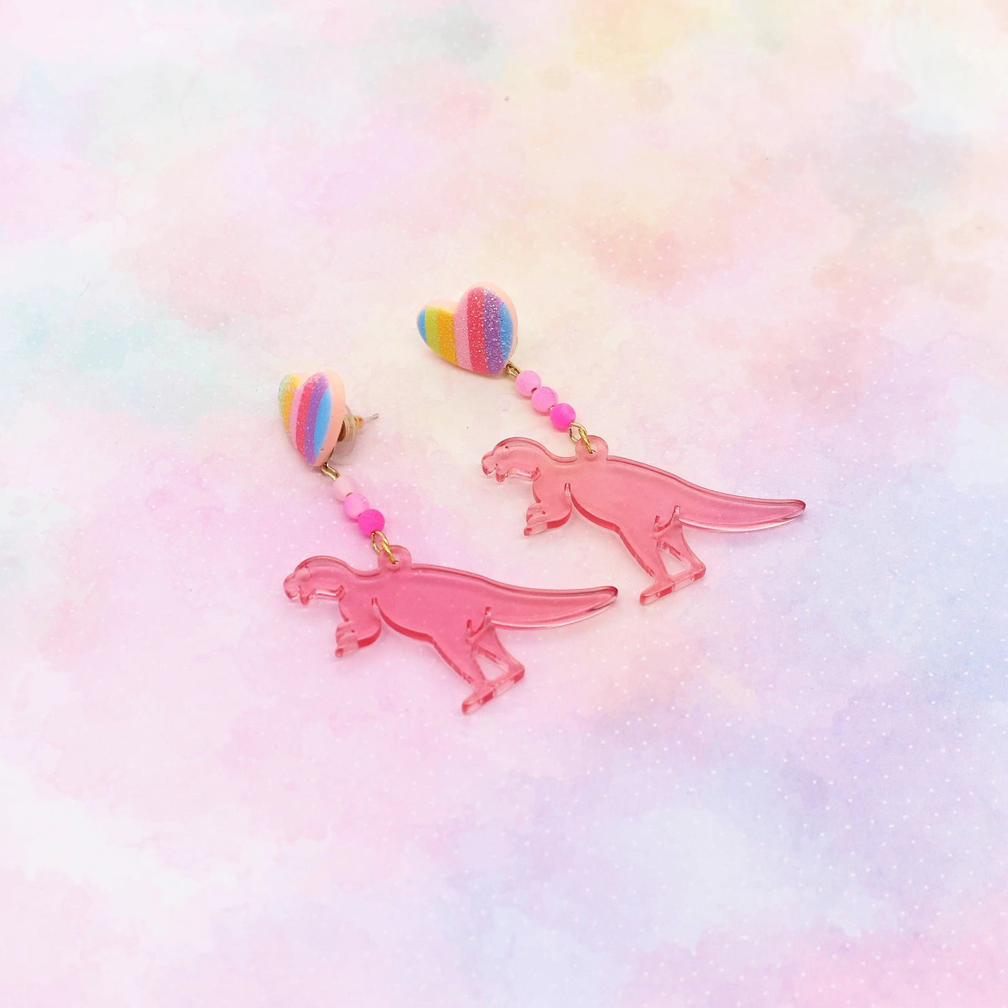 Ohrringe „Rosa Dino“ Acryl Dinosaurier