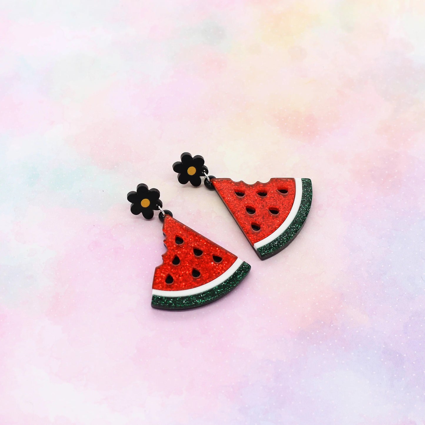 Ohrringe „Glitzer Melone“ Acryl